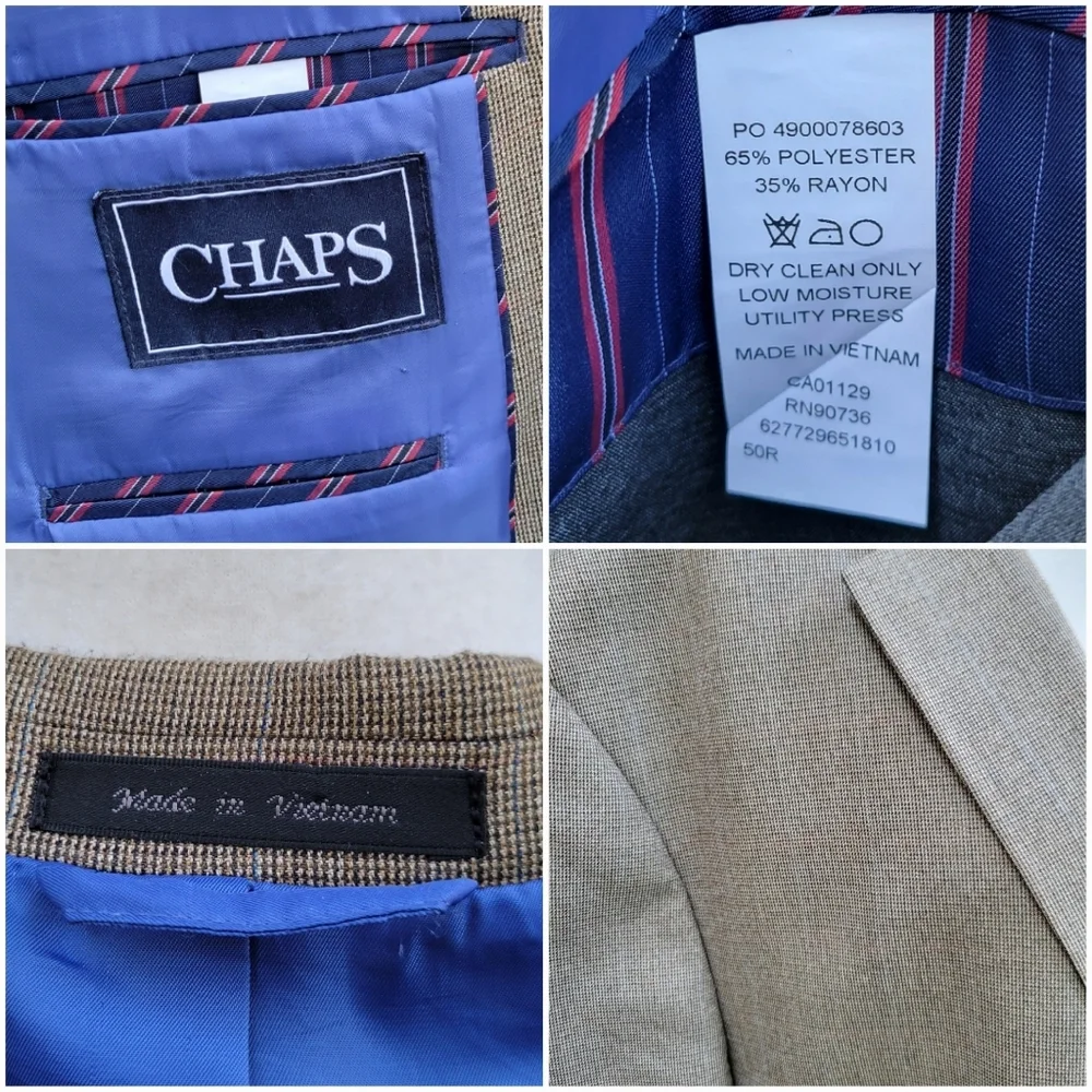 Chaps Brown Black Duo Pattern Tweed With Faint Blue Stripes Suit‎ Coat Blazer